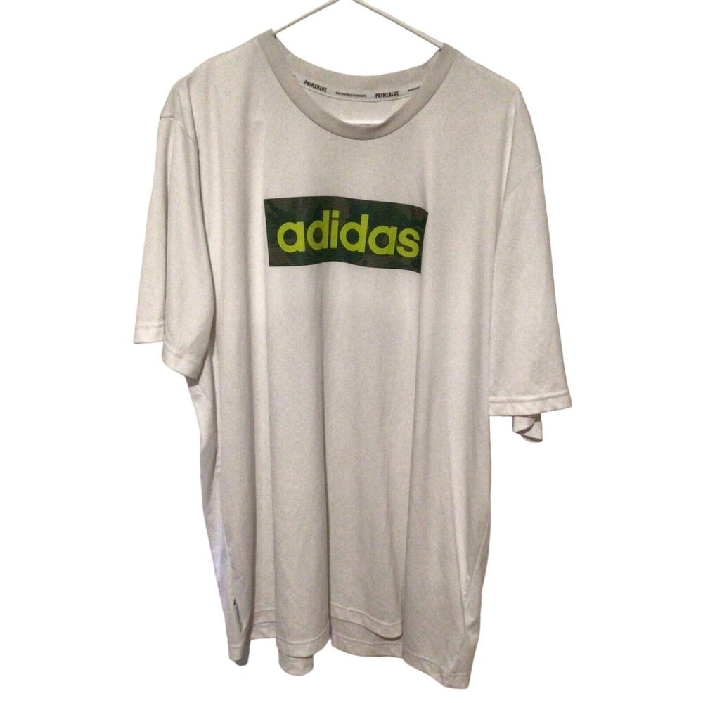 Adidas Primeblue ~ White/Camo Box Logo Short Sleeve T-Shirt ~ Men's Size 2 XL